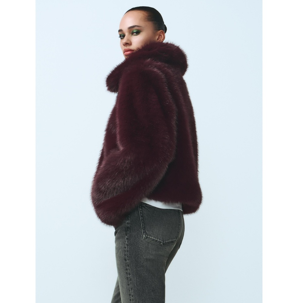Zara FAUX FUR SHORT COAT - Picture 7 of 12